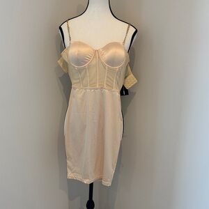 Fashion Nova Cream Bustier Mini Dress